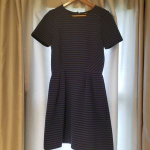 Blue and black striped dress